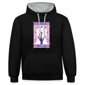 E.T. Der Außerirdische Finger Phone Home - Kontrast-Hoodie - Schwarz/Grau meliert - Vorne - Anna (173cm) & Nico (186cm)