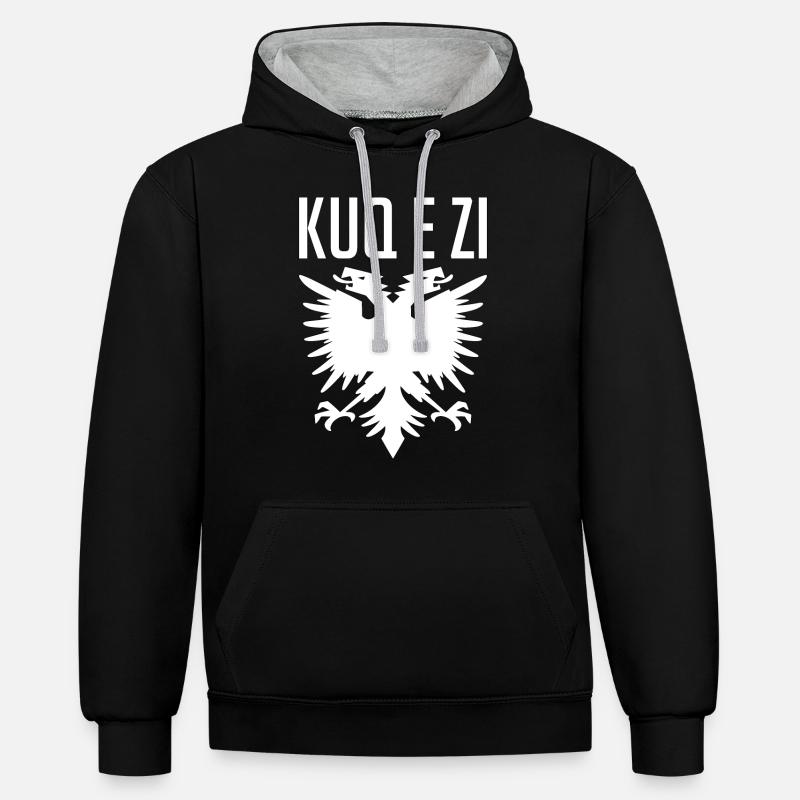 Albanie Eagle Cadeau albanais - Sweat à capuche contrasté - noir/gris chiné