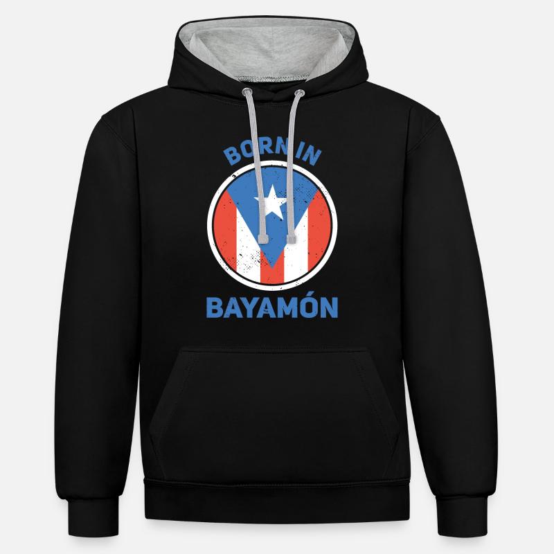 Bayamon - Sweat à capuche contrasté - noir/gris chiné
