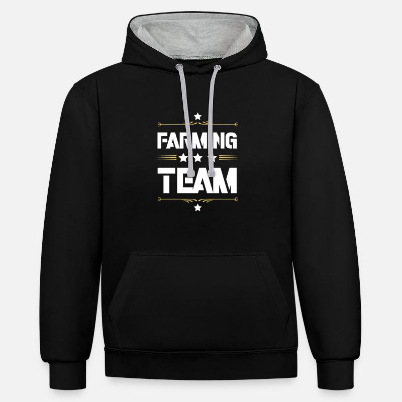 Équipe agricole - Sweat à capuche contrasté - noir/gris chiné