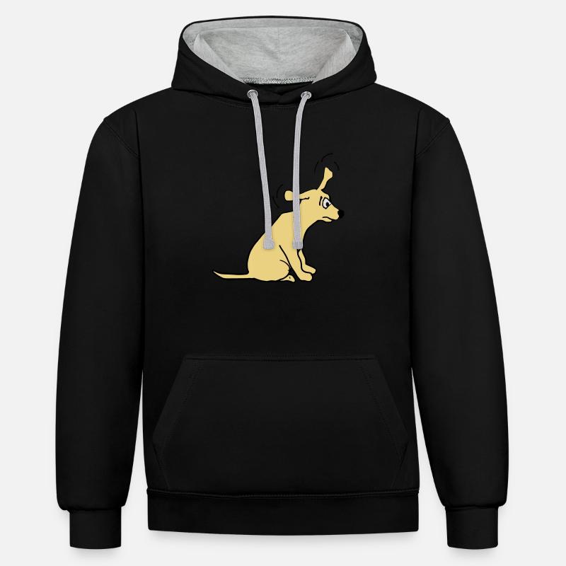 Chien - Sweat à capuche contrasté - noir/gris chiné