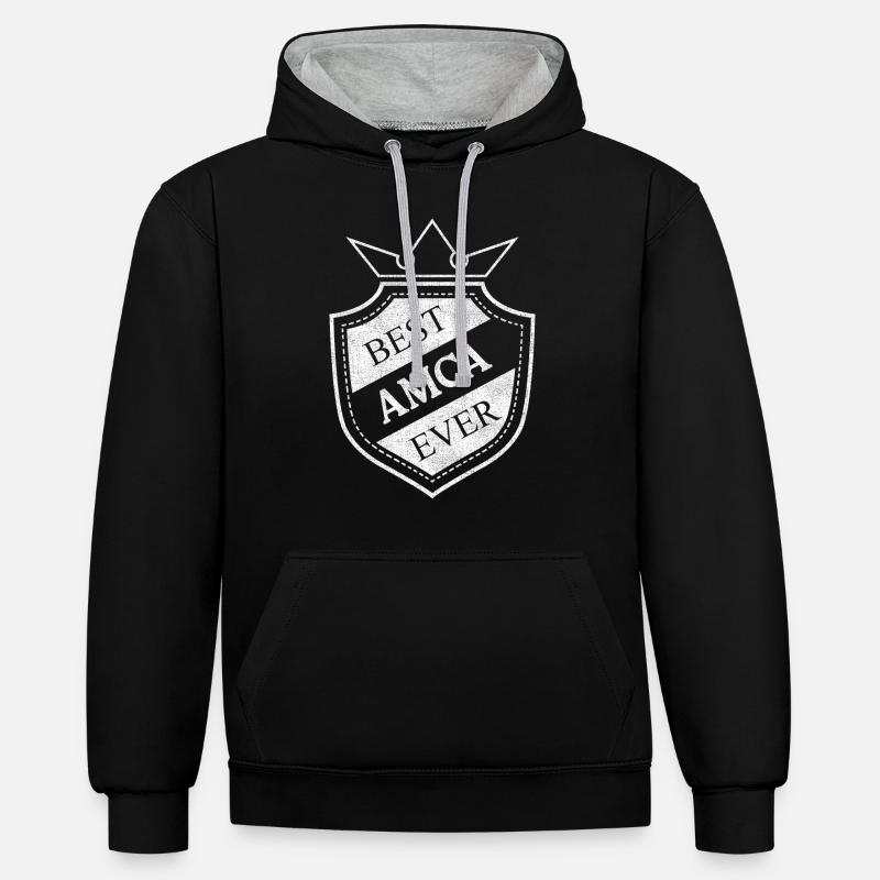 Amca - Sweat à capuche contrasté - noir/gris chiné