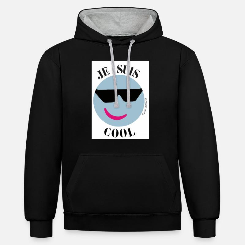 Je Suis Cool - Sweat à capuche contrasté - noir/gris chiné