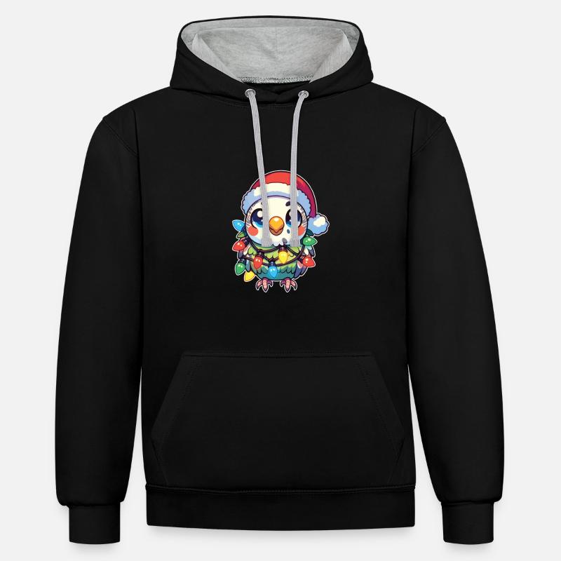 Fée de Noël Perruche - Sweat à capuche contrasté - noir/gris chiné