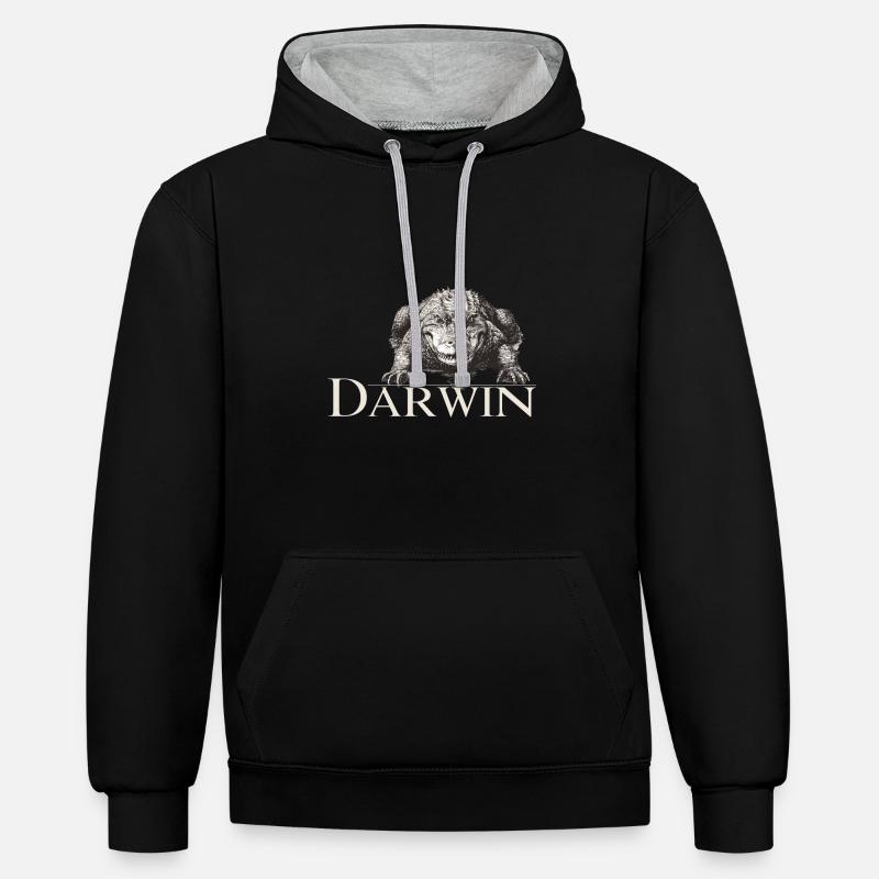 Darwin Aligator - Sweat à capuche contrasté - noir/gris chiné