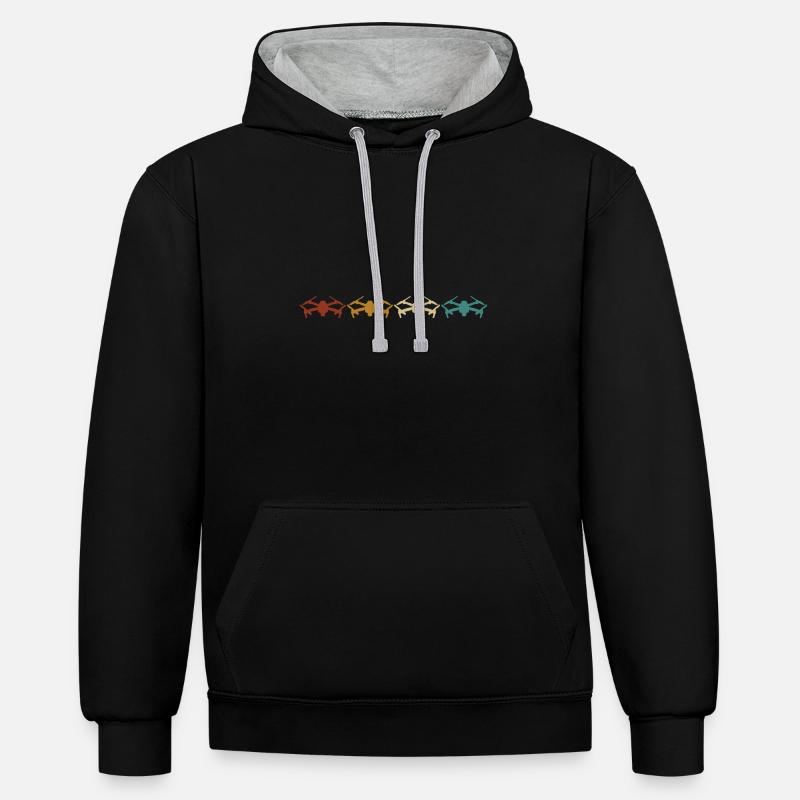 Retro Drones Drone Drones Quadcopter - Contrast hoodie - black/heather grey