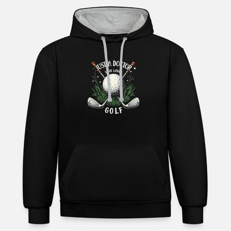 Médecin et golf - Sweat à capuche contrasté - noir/gris chiné