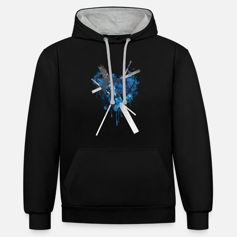 Triangle graphique eX - Sweat à capuche contrasté - noir/gris chiné