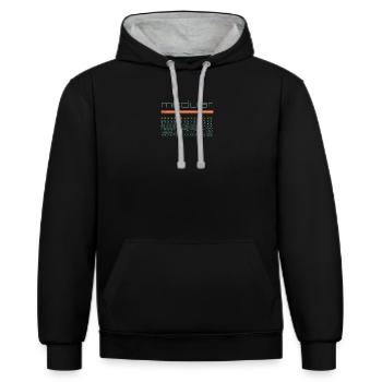 Vintage Modular Synthesizer - Analog DIY Synth - Contrast hoodie - black/heather grey - Front - Anna (173cm) & Nico (186cm)