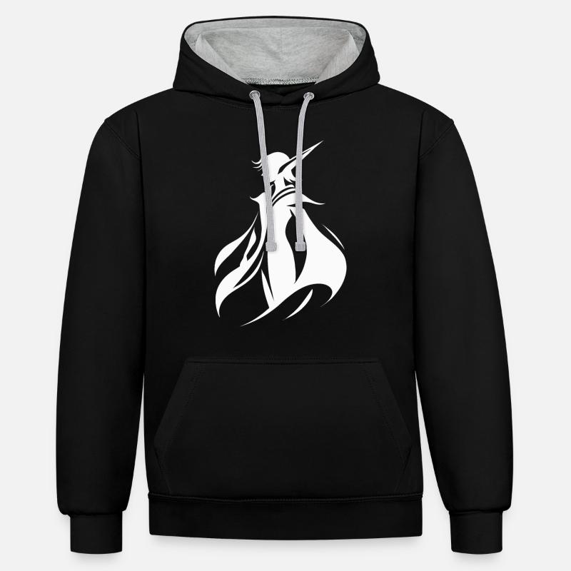 L’elfe murmure dans le vent - Sweat à capuche contrasté - noir/gris chiné