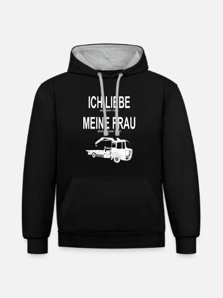 Abschlepper Abschleppwagen Abschleppdienst - Kontrast-Hoodie - Schwarz/Grau meliert