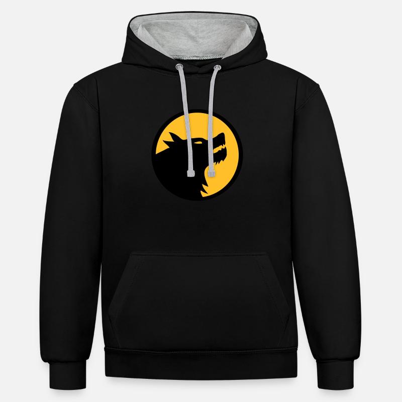 wolf_11a2c - Sweat à capuche contrasté - noir/gris chiné