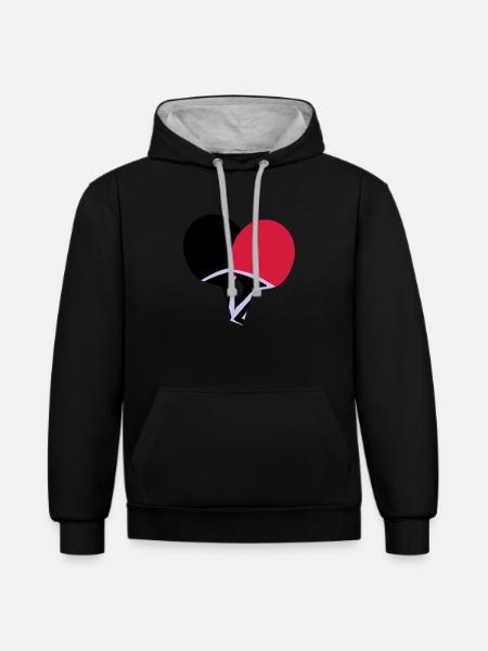 Table tennis, ping pong - Contrast hoodie - black/heather grey