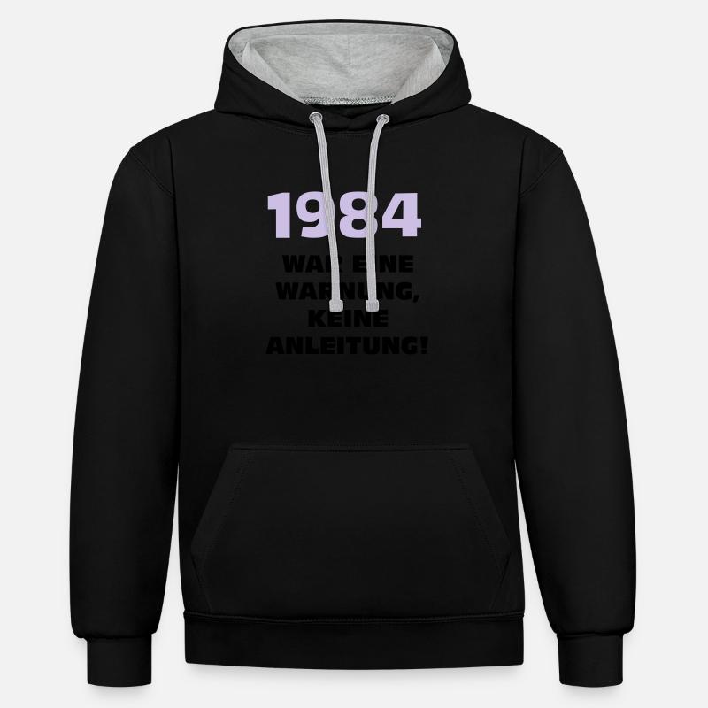 1984 war eine warnung - Kontrast-Hoodie - Schwarz/Grau meliert