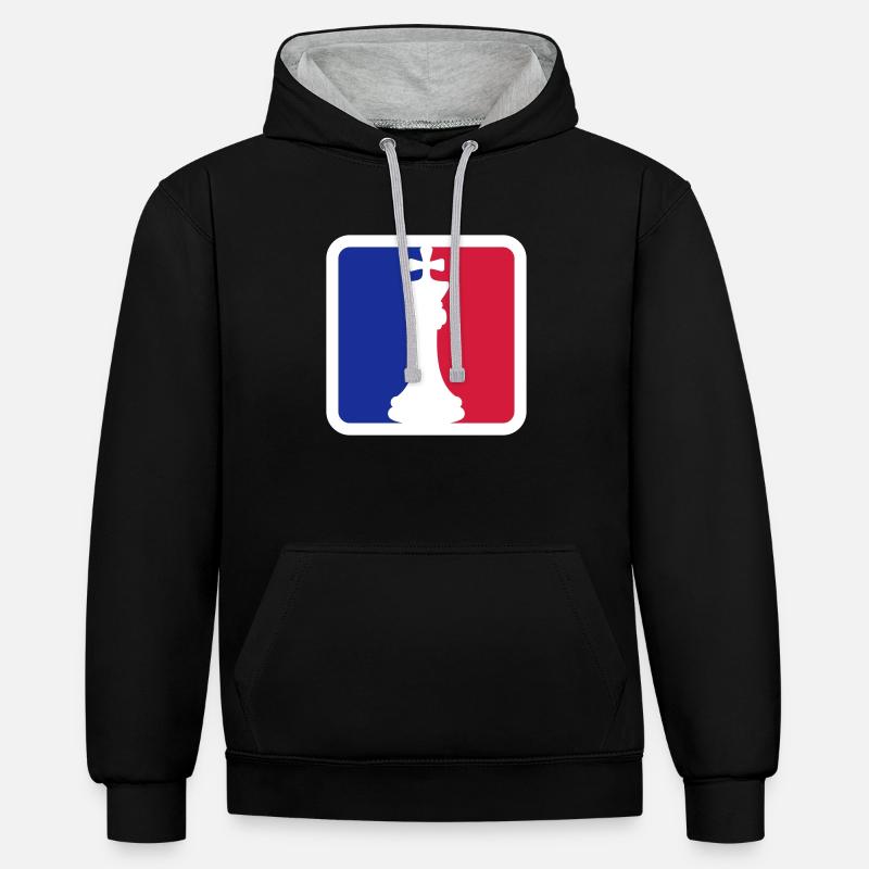 Les échecs Rouge Bleu - Sweat à capuche contrasté - noir/gris chiné