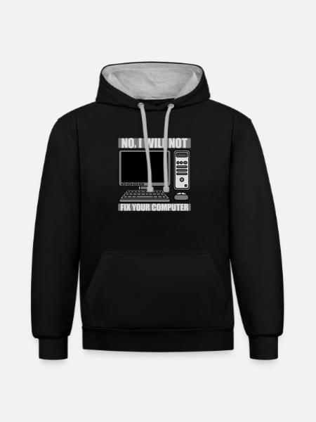 not fix your computer - Contrast hoodie - black/heather grey