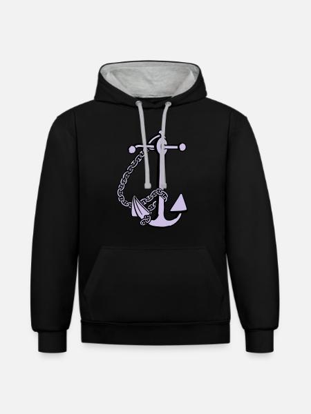 anchor - anker - Kontrast-Hoodie - Schwarz/Grau meliert