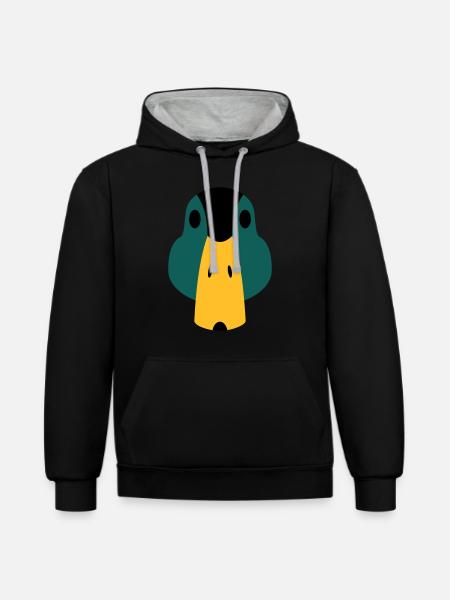 Ente / stilisiert - Kontrast-Hoodie - Schwarz/Grau meliert