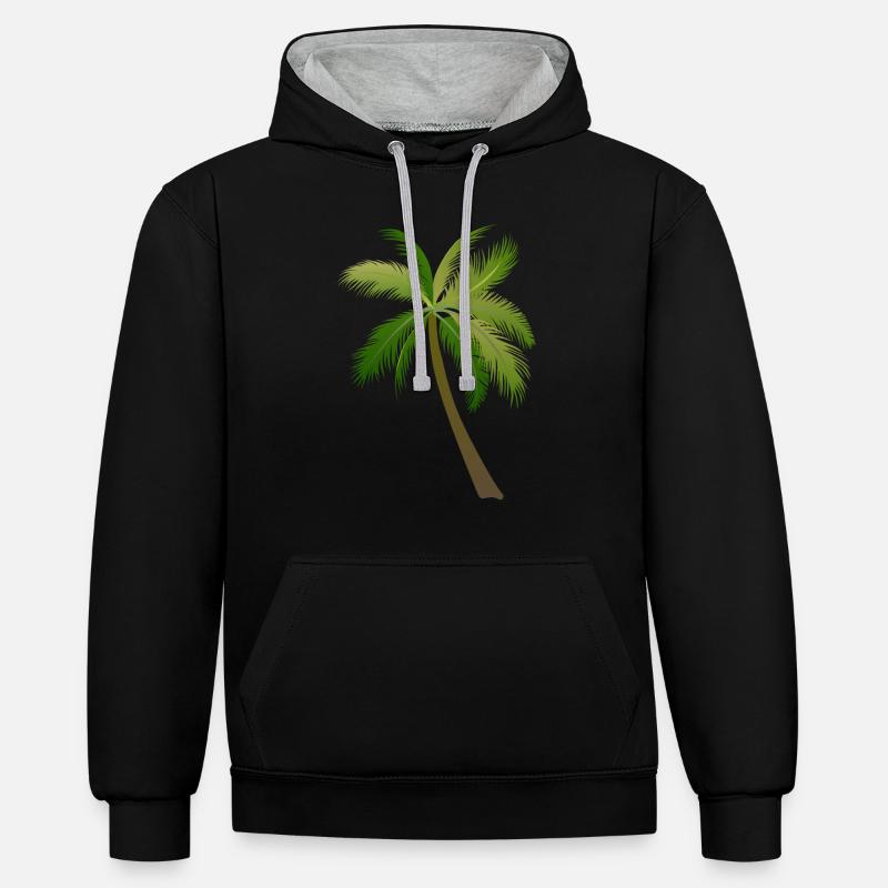 palm tree palm palms - Contrast hoodie - black/heather grey