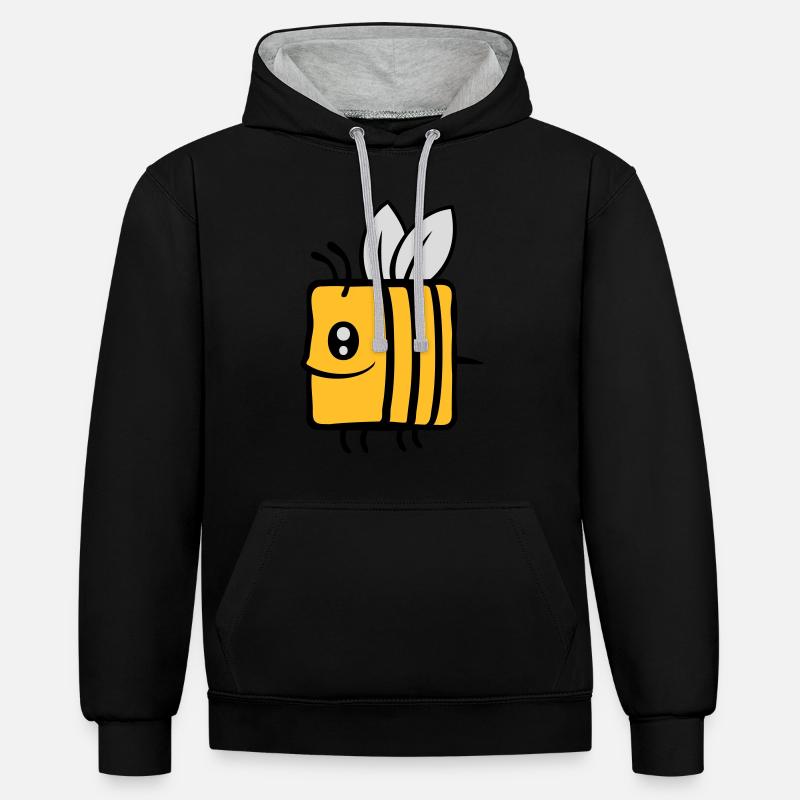 Carré petite abeille mignonne - Sweat à capuche contrasté - noir/gris chiné