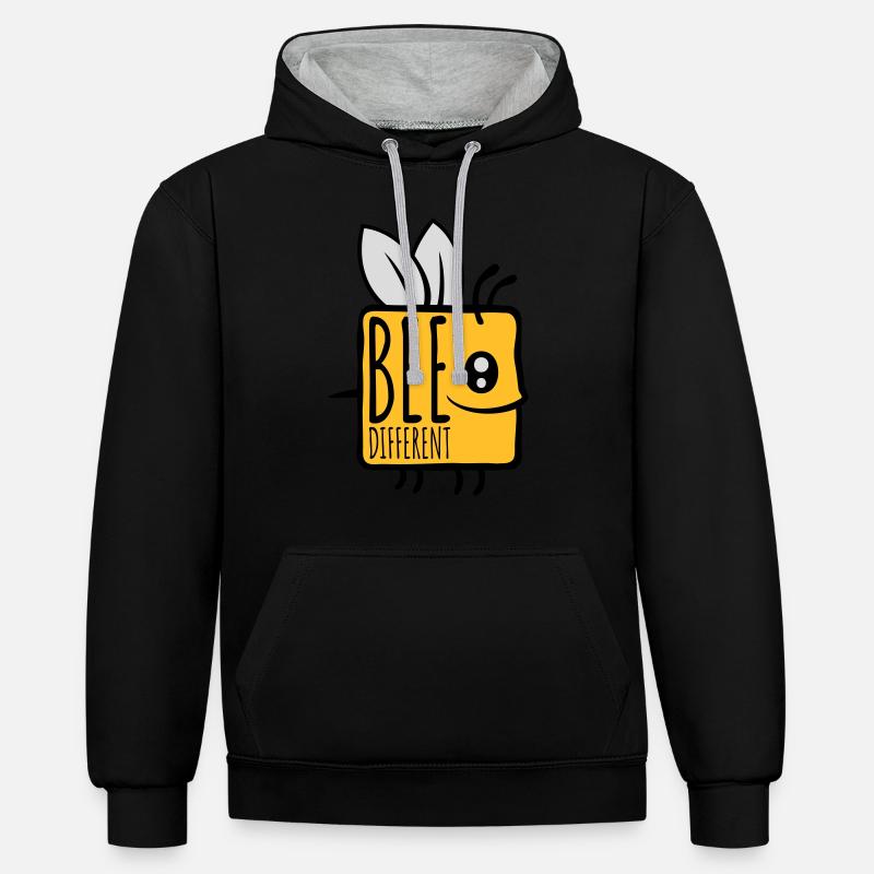 bee citation différente - Sweat à capuche contrasté - noir/gris chiné