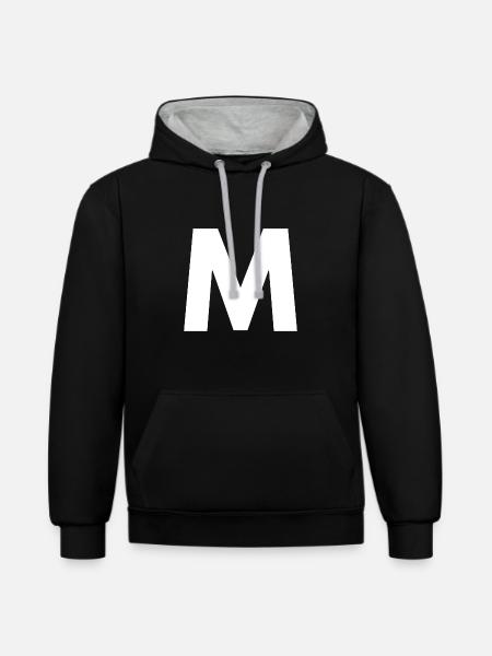 M - Contrast hoodie - black/heather grey