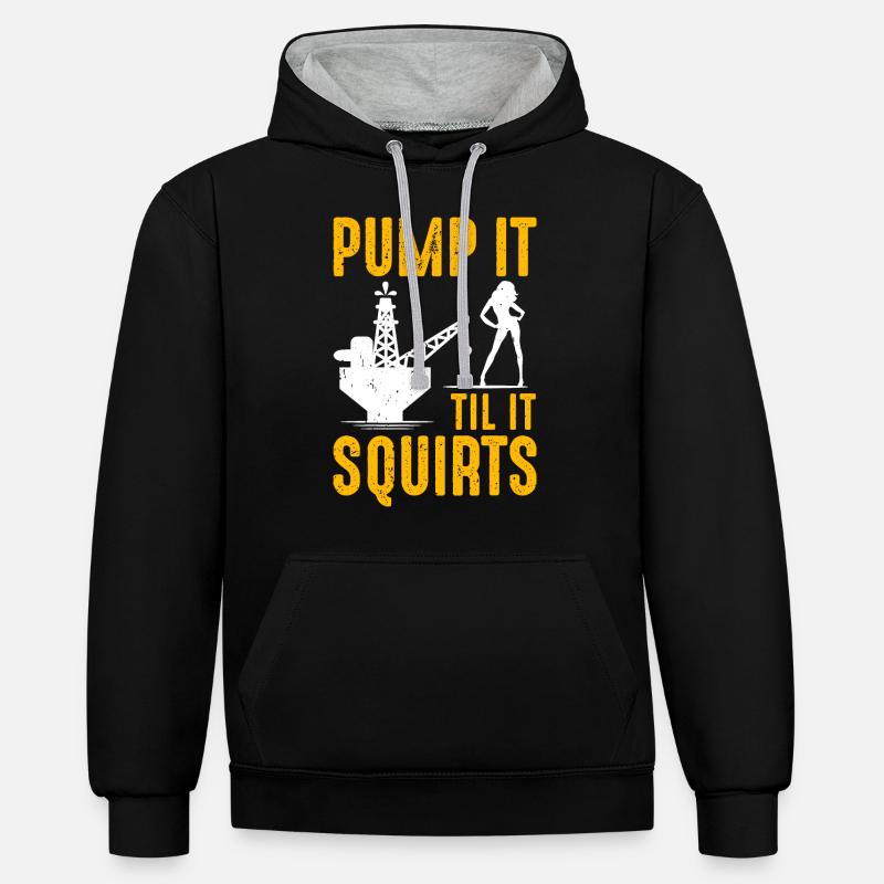 Pump It Til It Squirts - Sweat à capuche contrasté - noir/gris chiné