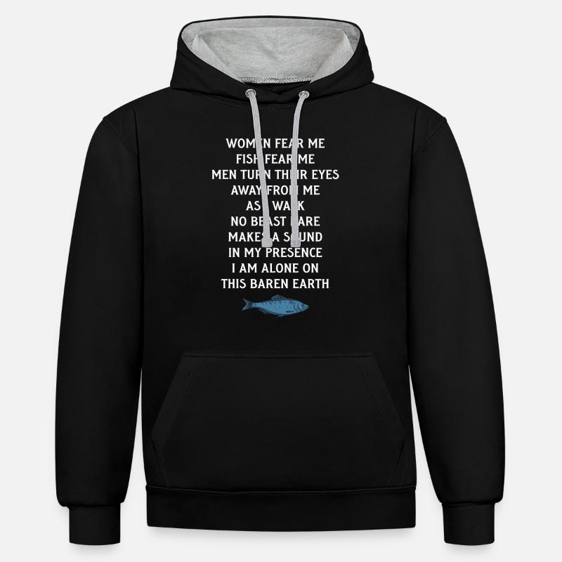 Pêcher Pêcheur Canne à pêche - Sweat à capuche contrasté - noir/gris chiné