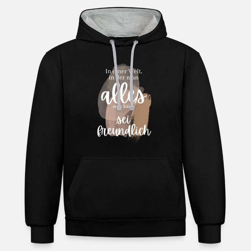 POSITIVE EINSTELLUNG MINDSET Motivation - Kontrast-Hoodie - Schwarz/Grau meliert