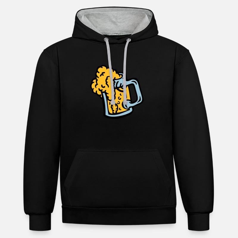 Alkohol, Bier, Bierglas Blende 409 - Kontrast-Hoodie - Schwarz/Grau meliert