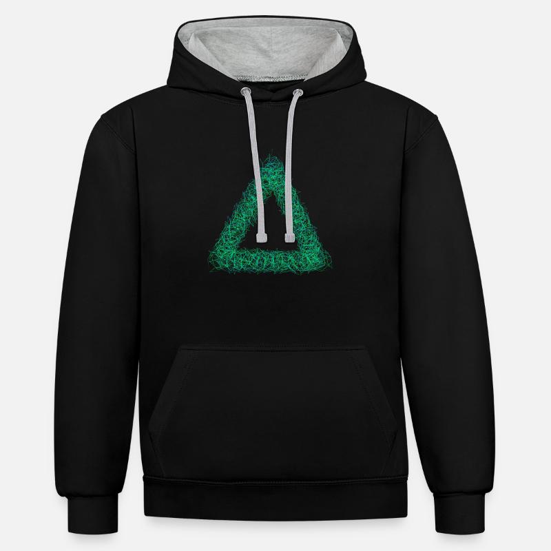 Triangle - Sweat à capuche contrasté - noir/gris chiné