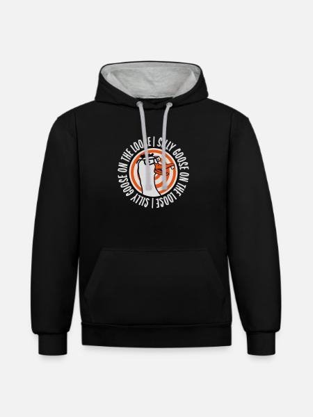 goose on the loose - Contrast hoodie - black/heather grey