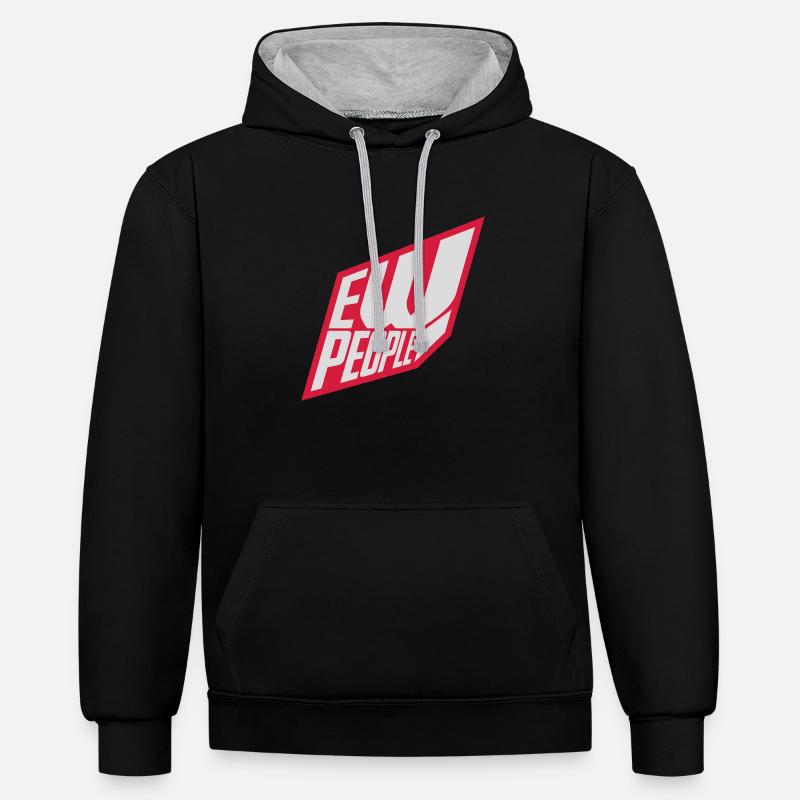 ew people citation drôle - Sweat à capuche contrasté - noir/gris chiné