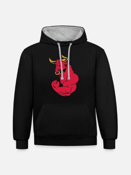 starker_stier_02 - Sweat à capuche contrasté - noir/gris chiné