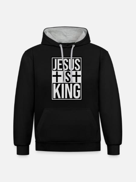 jesus is king quote - Contrast hoodie - black/heather grey