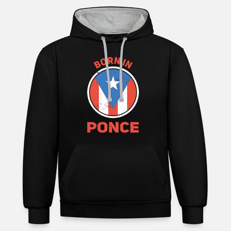 Ponce Porto Rico - Sweat à capuche contrasté - noir/gris chiné