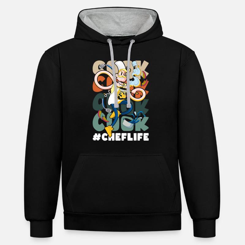 Chef Restaurant Chef étoilé - Sweat à capuche contrasté - noir/gris chiné