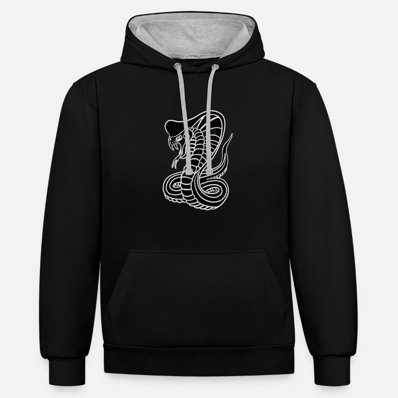 Cobra - Sweat à capuche contrasté - noir/gris chiné