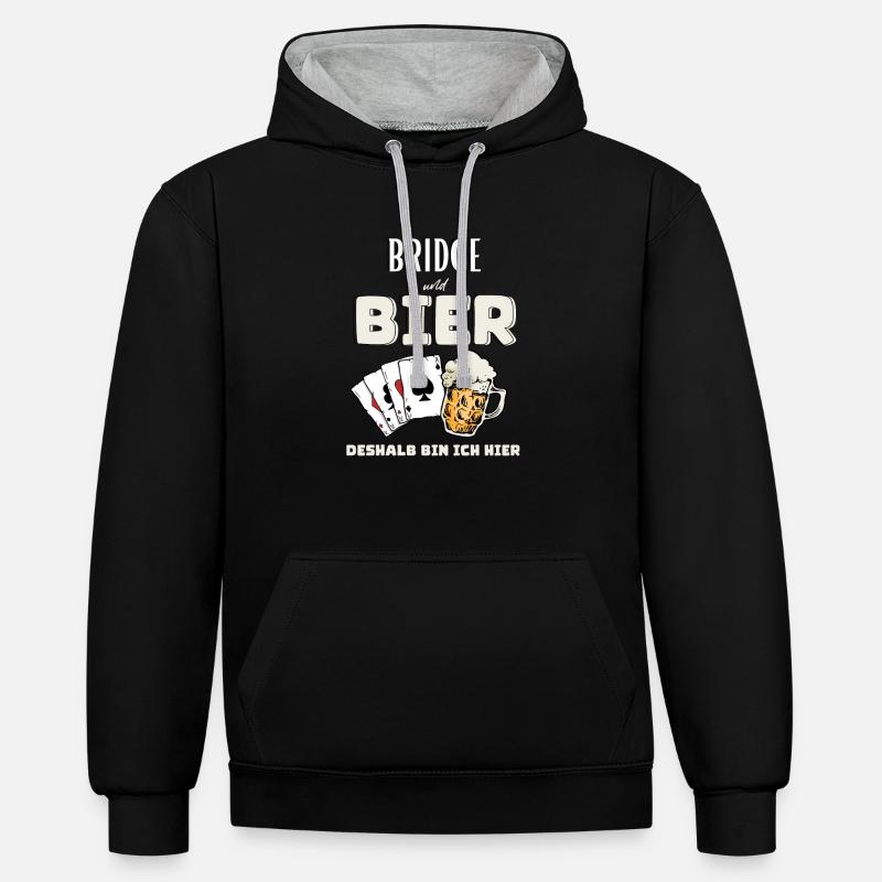 Bridge et bière - Sweat à capuche contrasté - noir/gris chiné