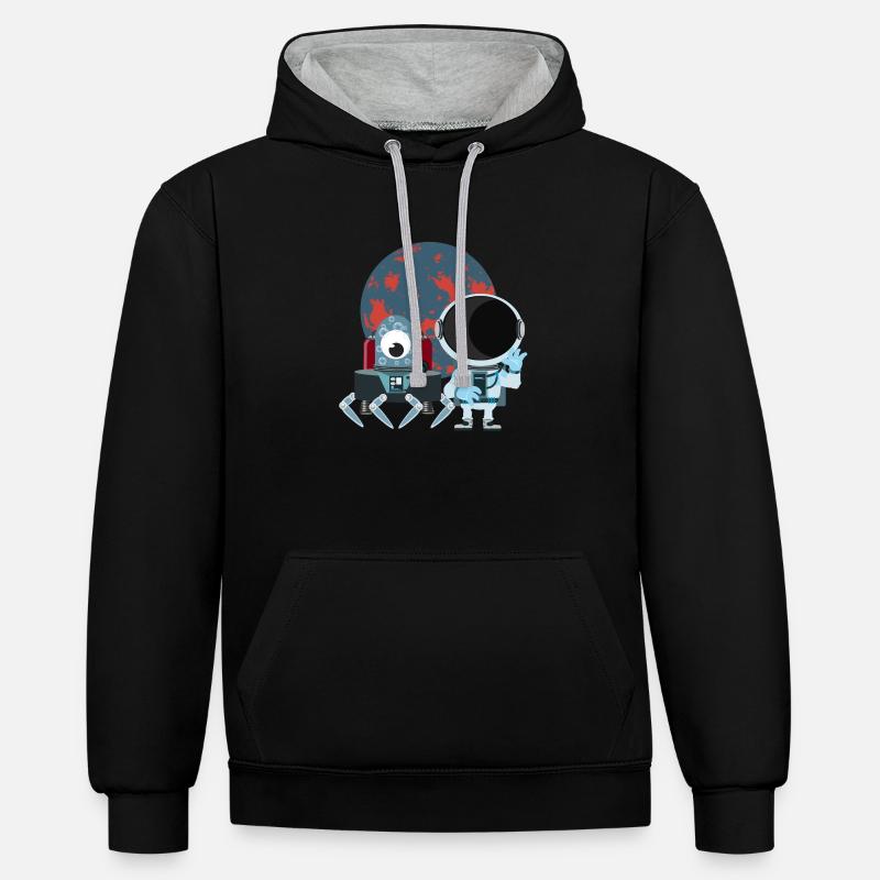 Voyage dans l'espace avec l'astronaute - Sweat à capuche contrasté - noir/gris chiné