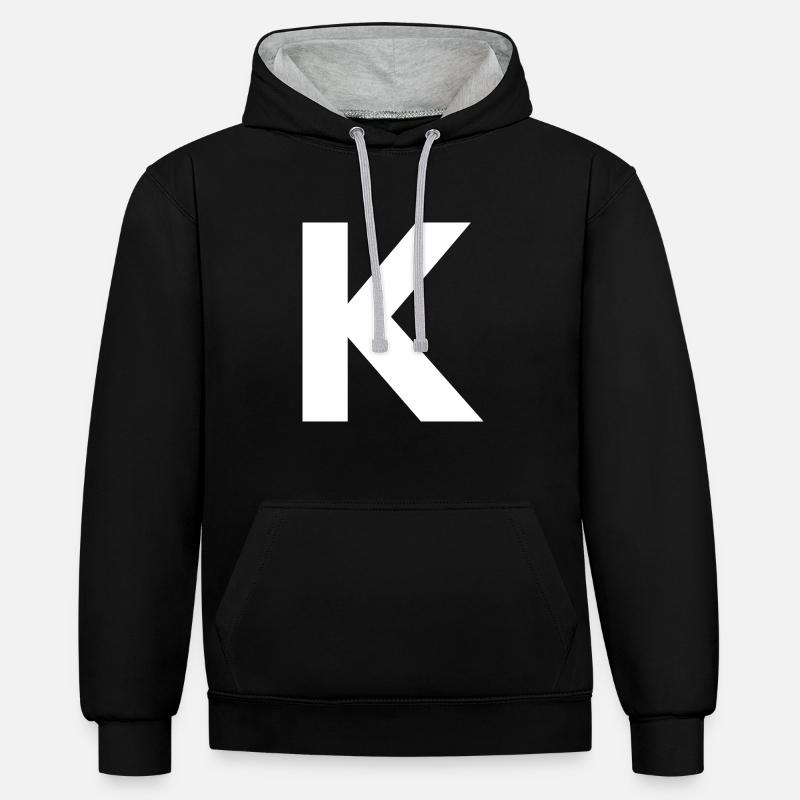 K - Sweat à capuche contrasté - noir/gris chiné