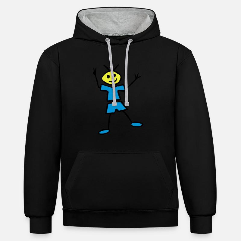 Collez le chiffre - Sweat à capuche contrasté - noir/gris chiné