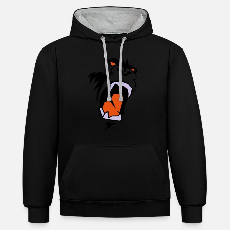 king_kong_face - Sweat à capuche contrasté - noir/gris chiné
