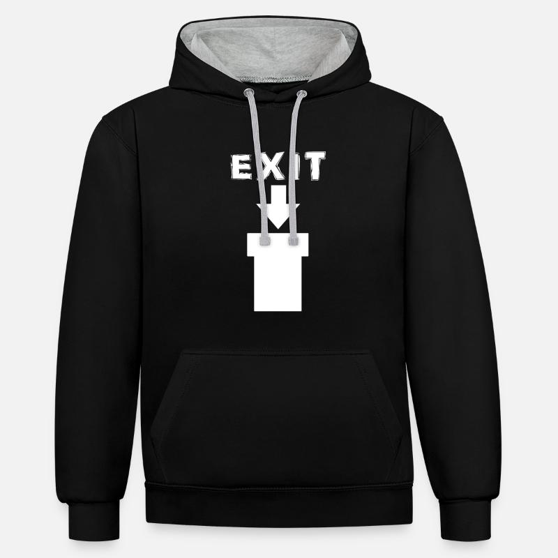 Exit Comic Retro Design - Contrast hoodie - black/heather grey