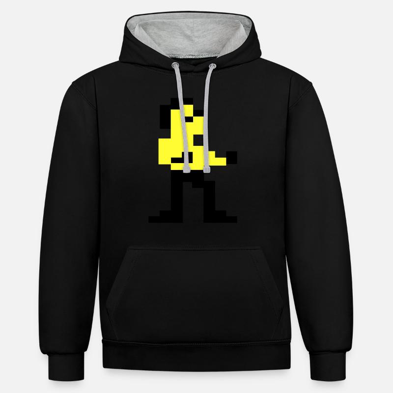 Pixelart martial de Pixelii - Sweat à capuche contrasté - noir/gris chiné