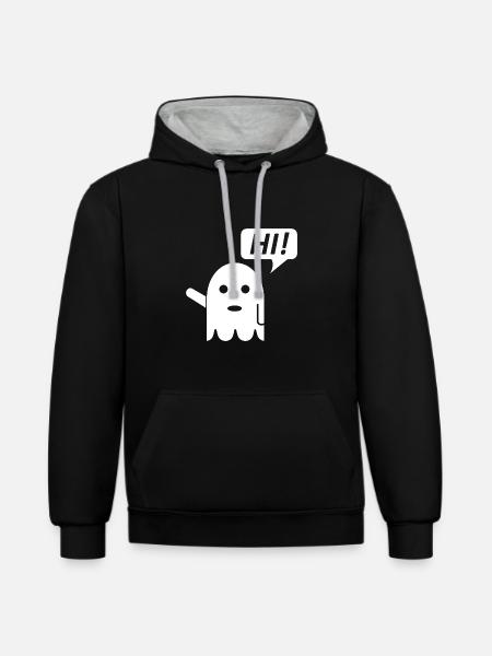 cute ghost - Contrast hoodie - black/heather grey
