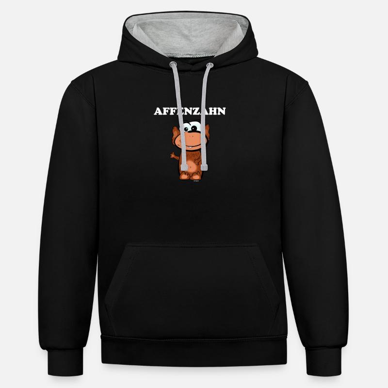 Dent de singe - Sweat à capuche contrasté - noir/gris chiné