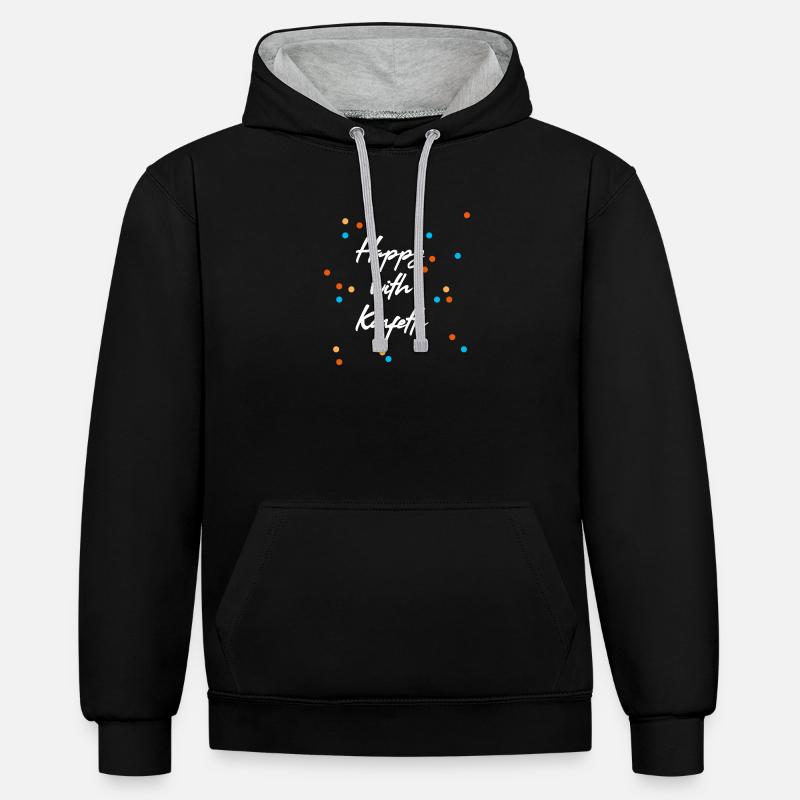 Heureux avec des confettis - Sweat à capuche contrasté - noir/gris chiné