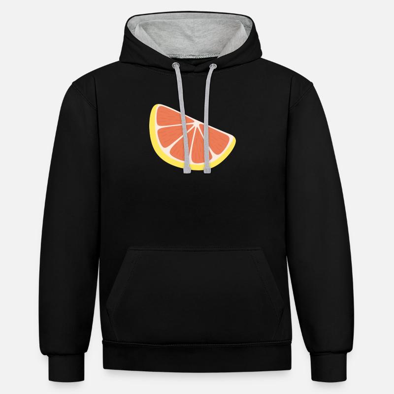 Tranche de pamplemousse - Sweat à capuche contrasté - noir/gris chiné