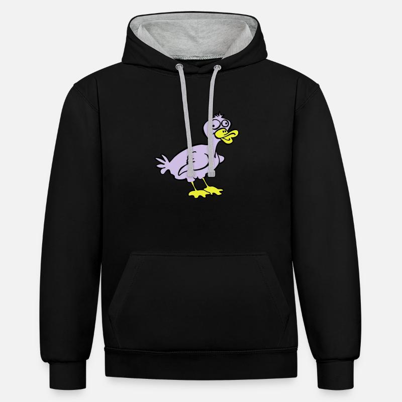 Doofe Ente - Kontrast-Hoodie - Schwarz/Grau meliert